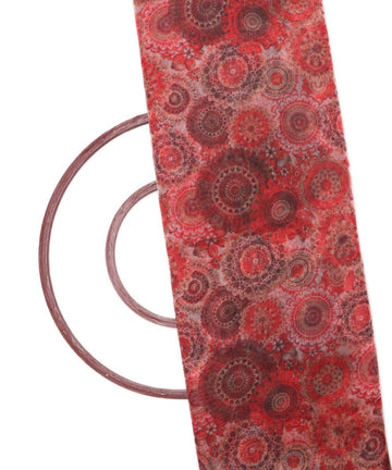 red colour abstract digital print organza fabric